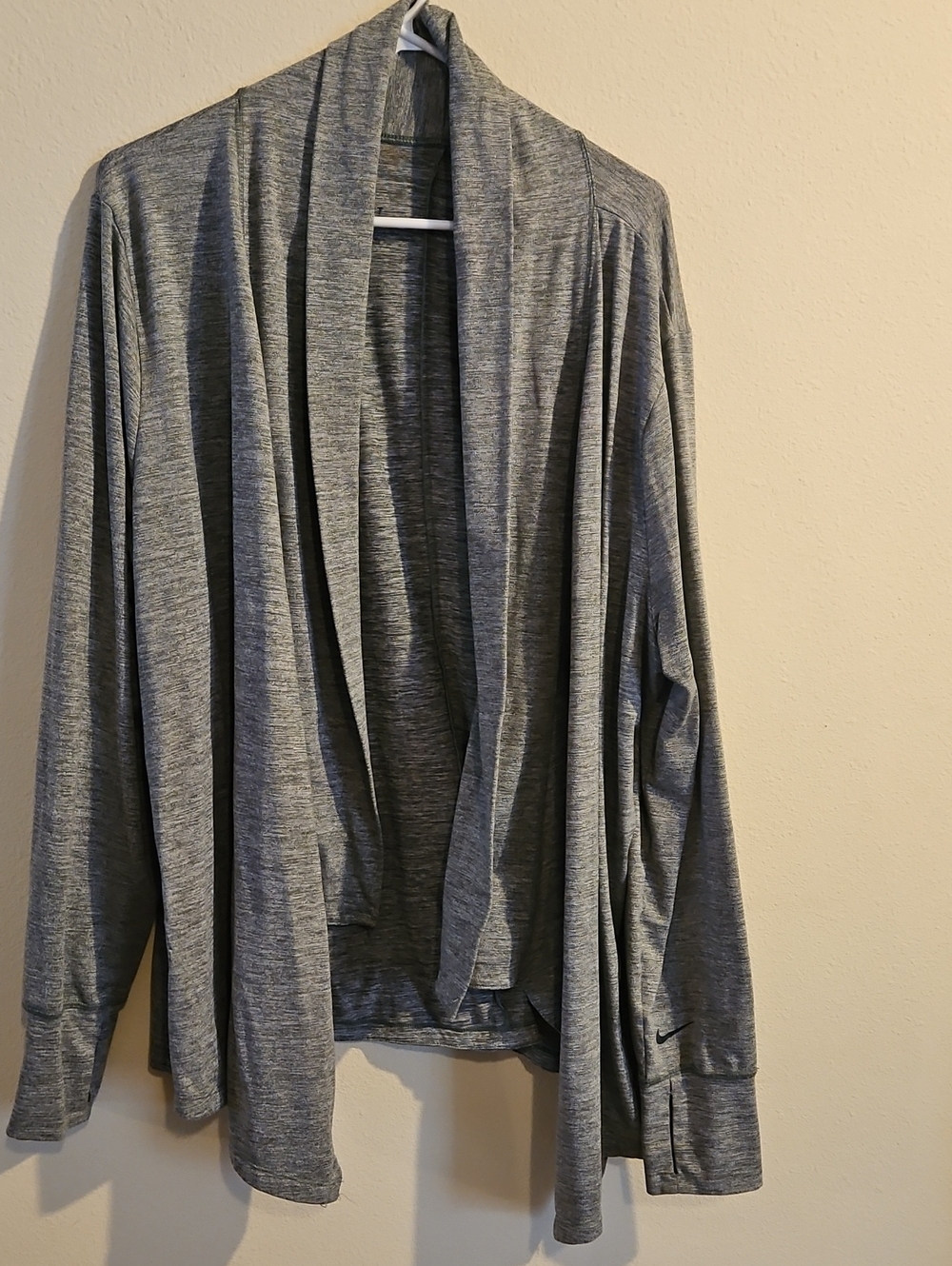 Nike Women's Heather Gray Draped Open-Front Cardigan